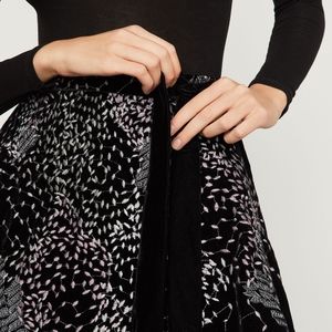 bcbg embroidered velvet wrap skirt
